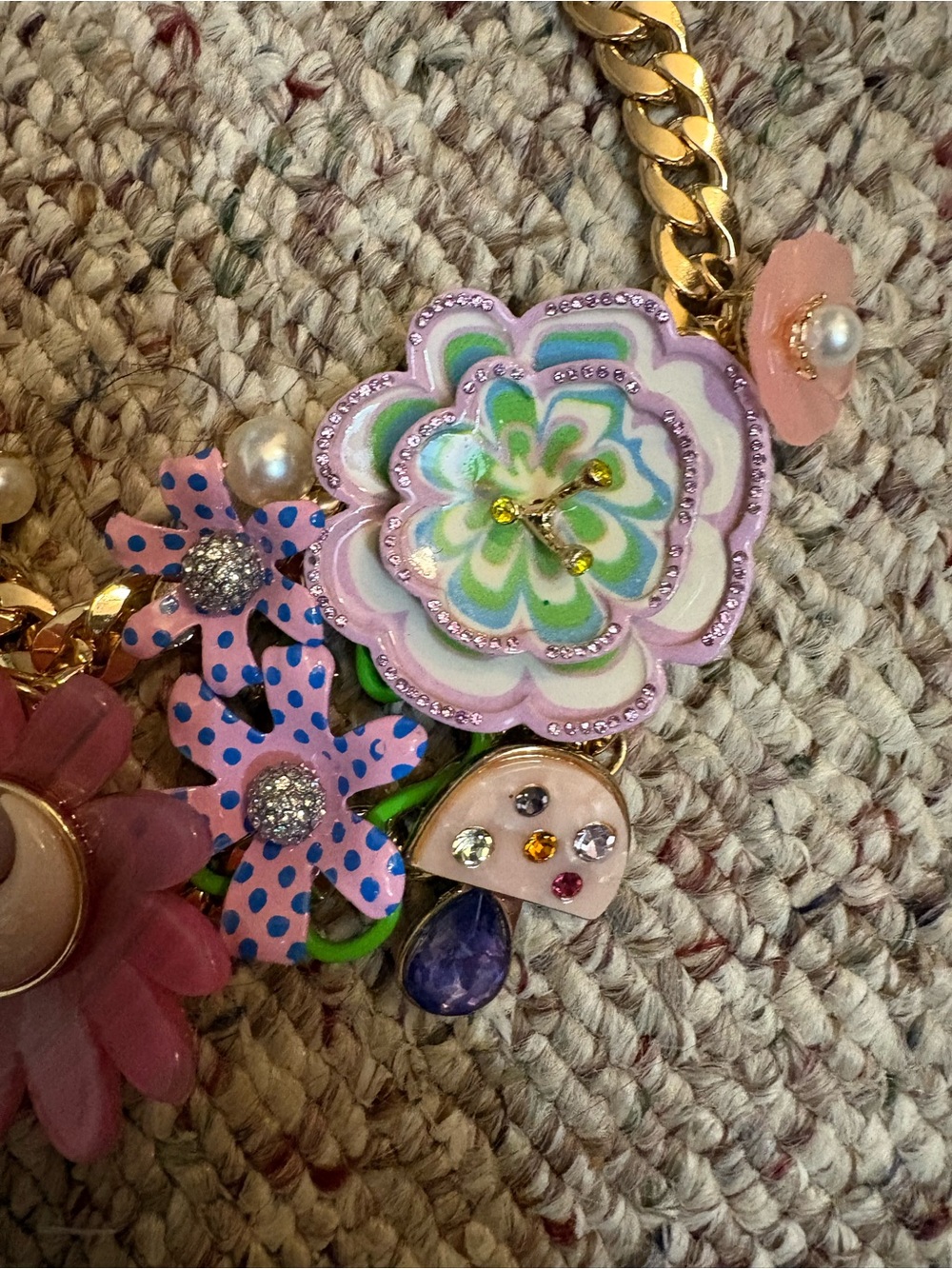 NWOT Betsey Johnson Flower Drama Bib Necklace - Picture 11 of 13